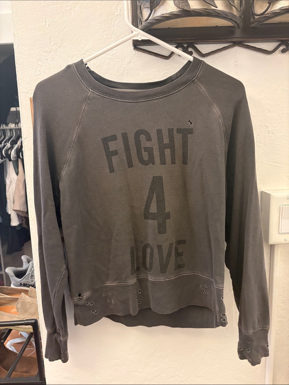 Zadig & Voltaire Charcoal Distressed Crewneck Sweatshirt